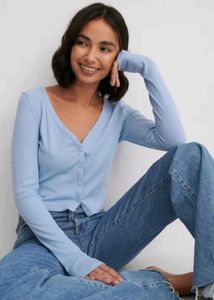 Light Blue Ribbed Cardigan