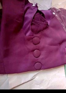 Wine Colored Front Slit Georgette Kurti