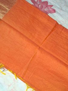 Orange Saree with Gold Border