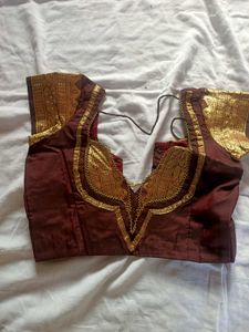 Elegant Brown &amp; Gold Saree
