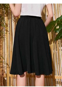 Black Button-Front Skirt