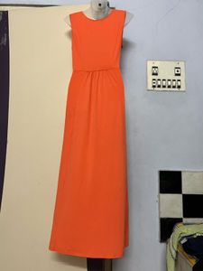 Pintrest Yk2 Long Orange Designer One Piece