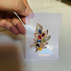 Multicolor Leaf Design Brooch / Saree Pin