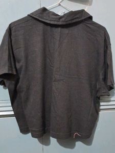 Bay Fog Black Zip Polo - Large