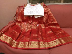 1-TimeUsedGirls Red&amp;White LehengaCholi-PattuPavada