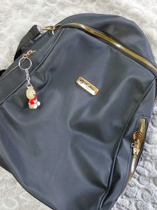 Black Backpack with Bear Charm