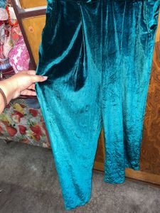 Tokyo Talkies Elegant Green Velvet Jumpsuit XL