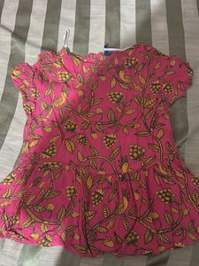 Pink Bird Print Top