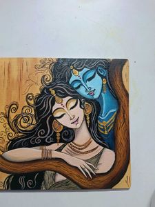 Abstract Radha Krishna Modern Canvas Painting