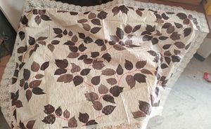Floral Leaves Coffee Brown Beige Table Cover