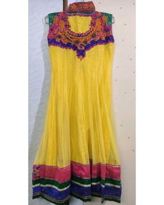 Patterned anarkali Yellow Dress 🟡