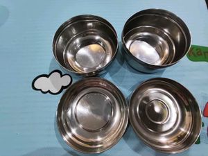Steel Lunch Boxes (Set of 2) New