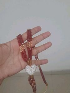 Beaded Necklace long mala type RED