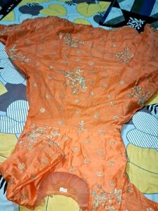 Orange Embroidered Kurta Set