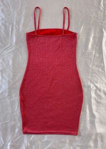 Red Bodycon Glitter Party Dress