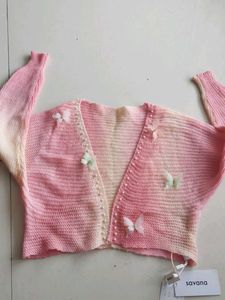 Cute Pink Butterfly Cardigan