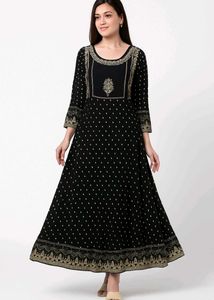 Elegant Black & Gold Embroidered Dress