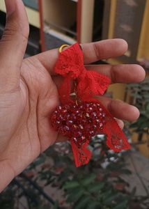 Red Crystal Heart Keychains