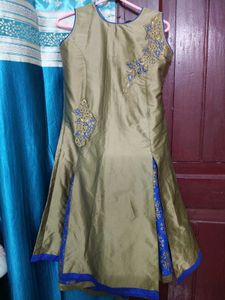 Elegant Gold & Blue Indian Dress