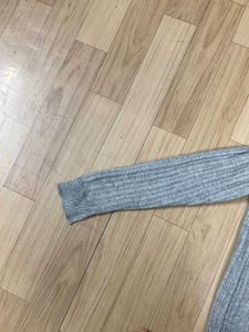 Grey Button-Down Cardigan Top.