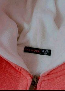 NINS MODA Full Sleeve Solid Hooded Orange Sweater