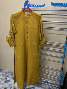 Yellowish Beige Colour High Low Kurta