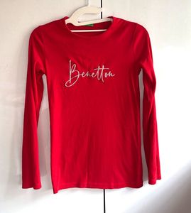 Red Benetton Long Sleeve Top
