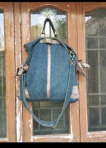 Denim &amp; Leather Handbag