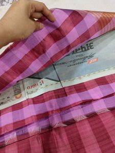 Pink Checked Saree