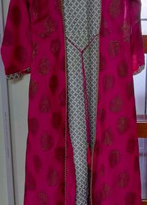 Pink Ethnic Kurta With Shrug