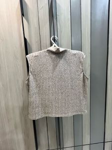 High Neck Metallic Top
