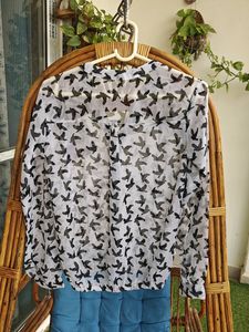 Bird Printed White Top