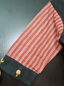 Striped Embroidered Kurta