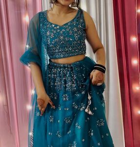Teal Designer Embellished Lehenga