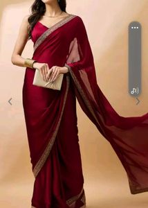 Maroon Saree with Gold Embellishments