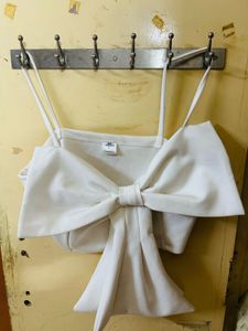 White Bow Crop Top