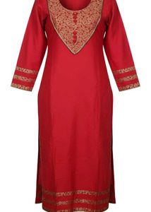 Elegant Red Kurta With Pazama Set