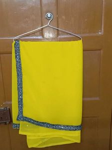Yellow colour Saree without blouse and peticoat