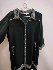 Black Patterned Long Kurta (Size L)