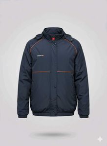 Blue Polyester Jacket With Hoodie