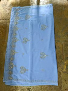 Elegant Blue Zardosi Zari Work Saree