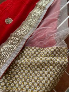 Red & Gold Embroidered Saree