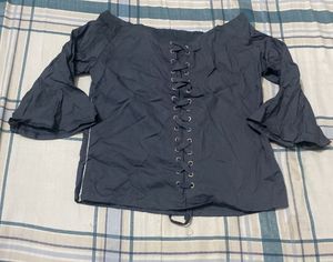 Off-Shoulder Lace-Up Top