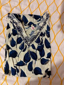 Blue Floral Print Kurta