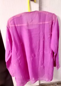 Pink Embroidered Kurta