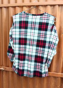 Plaid Cold Shoulder Top