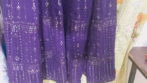 Blue Anarkali Suit With Duppatta And Embridery Wor