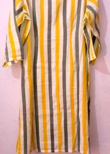 Yellow White Cotton Rayon Salwar Set 3xl