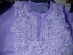 Lavendar Chikankari Short Kurti