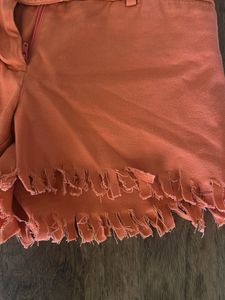 Strechable Trending Orange Frill Shorts